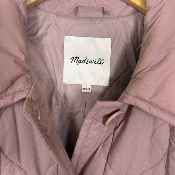 Madewell Quilted Airpuff Shirt Jacket PrimaLoft Mauve Pink Size L Women’s Cozy - Picture 4 of 10
